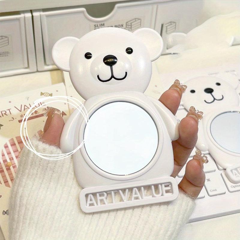 Bear Hand Mirror Small Travel Size Round Vanity Makeup Mirror
