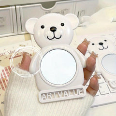 Bear Hand Mirror Small Travel Size Round Vanity Makeup Mirror