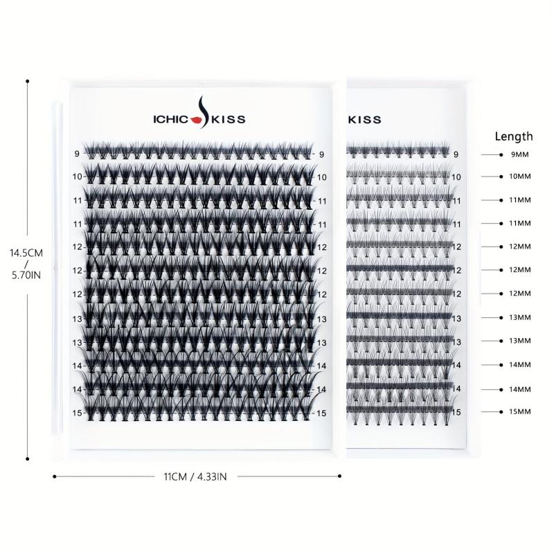 240pcs Cluster Lashes D Curling Long Individual Lashes Faux Mink False Eyelashes