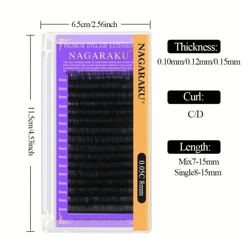 Eyelash Extensions Individual Lashes 0.10-0.12-0.15 C D Curling Mix 7-15mm