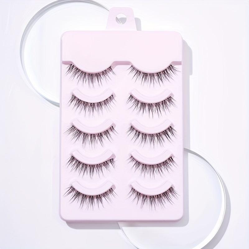 5 Pairs Wispy False Eyelashes Pack Natural Look Curly Makeup Eyelashes