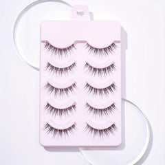 5 Pairs Wispy False Eyelashes Pack Natural Look Curly Makeup Eyelashes