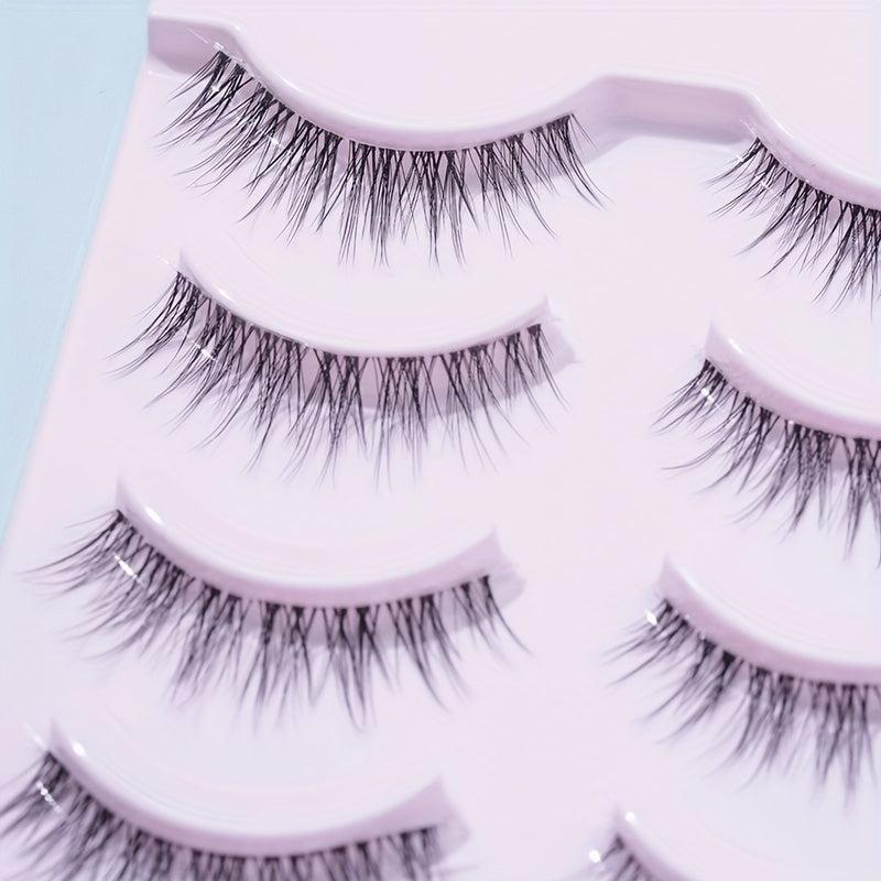 5 Pairs Wispy False Eyelashes Pack Natural Look Curly Makeup Eyelashes