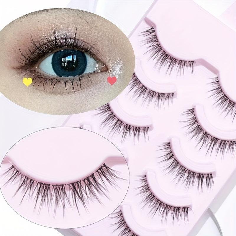 5 Pairs Wispy False Eyelashes Pack Natural Look Curly Makeup Eyelashes