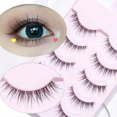 5 Pairs Wispy False Eyelashes Pack Natural Look Curly Makeup Eyelashes