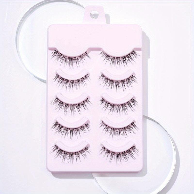 5 Pairs Wispy False Eyelashes Pack Natural Look Curly Makeup Eyelashes