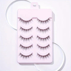 5 Pairs Wispy False Eyelashes Pack Natural Look Curly Makeup Eyelashes