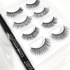 4 Pairs 3D Faux Mink Eyelashes Natural Look Cat Eye Wispy Lashes