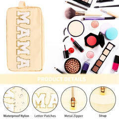Preppy Makeup Bag With Strap Nylon Waterproof Travel Toiletry Bag