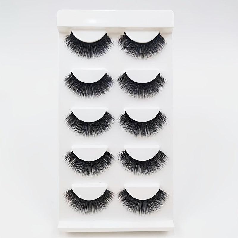 5 Pairs 3D Silky Lashes for Hooded Eyes Fluffy Natural Look Makeup Gift
