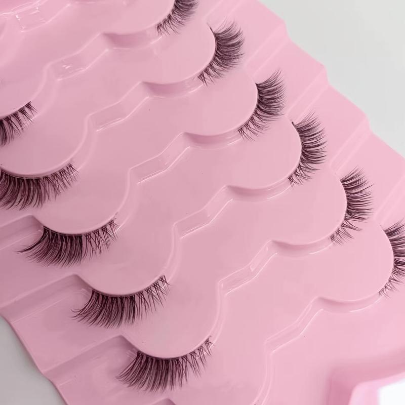 7 Pairs Fox Eye Lashes Mixed Length D Curling Natural Looking Synthetic Mink