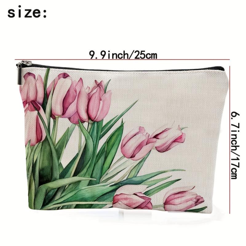 Floral Polyester Waterproof Makeup Bag Portable Storage Bag