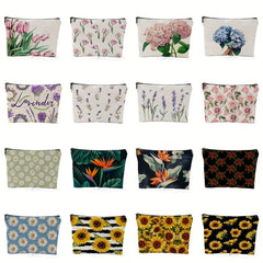 Floral Polyester Waterproof Makeup Bag Portable Storage Bag