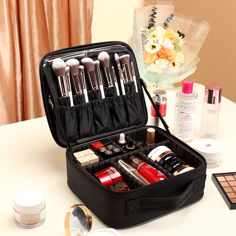 Waterproof Cosmetic & Toiletry Bag With Mirror Travel Makeup Case Large Capacity