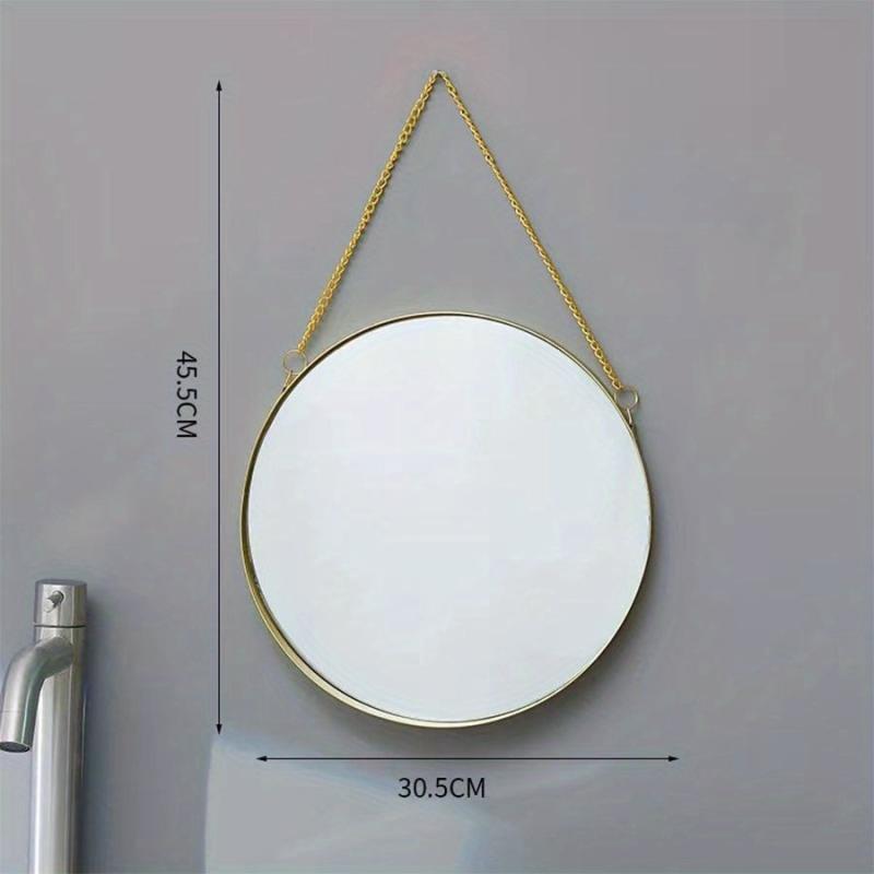 Vintage Round Vanity Mirror with Hanging Chain for Home Bathroom