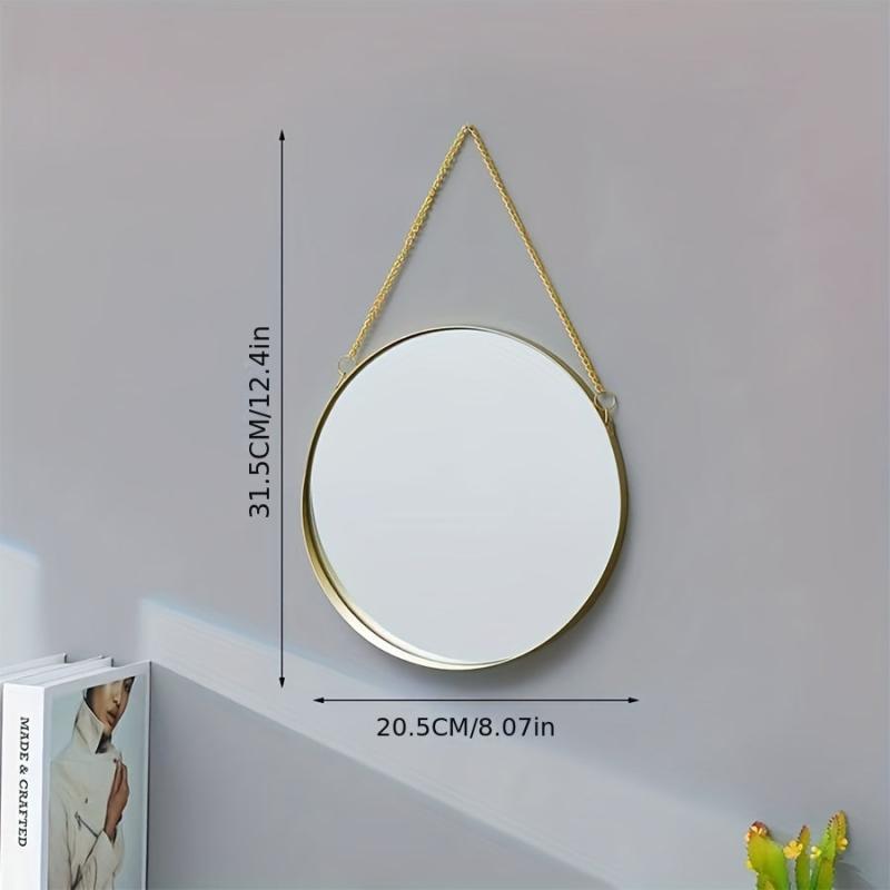Vintage Round Vanity Mirror with Hanging Chain for Home Bathroom