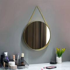 Vintage Round Vanity Mirror with Hanging Chain for Home Bathroom