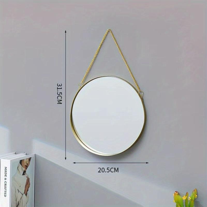 Vintage Round Vanity Mirror with Hanging Chain for Home Bathroom