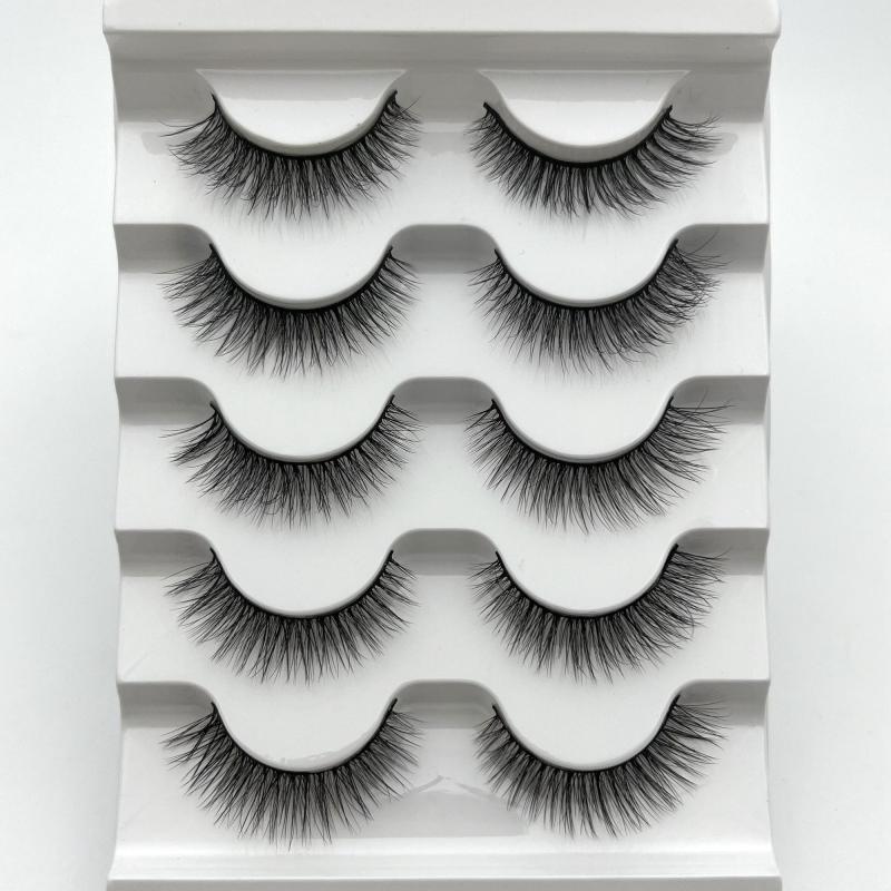 Mikiwi Natural Long Cat Eye Lashes Wispy Fluffy 3D Faux Mink