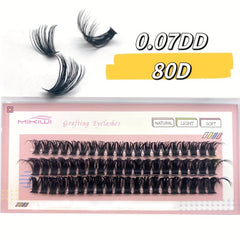 60 Pcs DD Curling Lashes 12 14 16mm Cluster Lashes Natural False Eyelashes