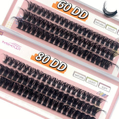 60 Pcs DD Curling Lashes 12 14 16mm Cluster Lashes Natural False Eyelashes