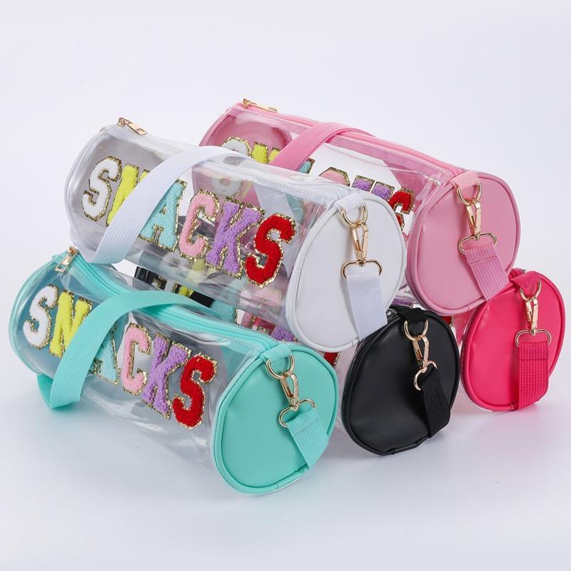 Letter Patch Decor Beach Bag PVC Transparent Waterproof Cosmetic Storage Pouch