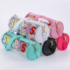 Letter Patch Decor Beach Bag PVC Transparent Waterproof Cosmetic Storage Pouch