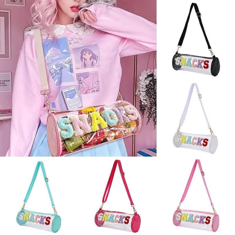 Letter Patch Decor Beach Bag PVC Transparent Waterproof Cosmetic Storage Pouch