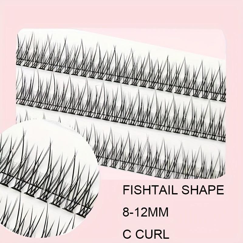 400pcs Cluster Lashes 10 Rows Fishtail Individual Eyelashes Extension Set
