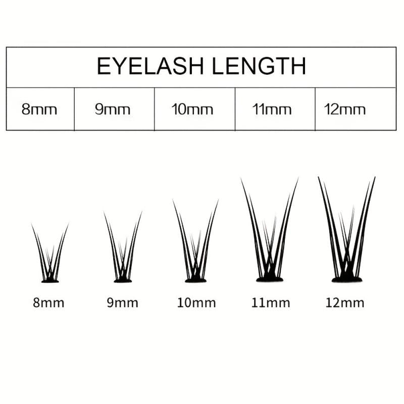 400pcs Cluster Lashes 10 Rows Fishtail Individual Eyelashes Extension Set