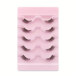 7 Pairs Fluffy Half Eye Lashes Faux Mink Extensions Transparent Stems