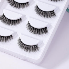 5 Pairs Natural Look Wispy Cat Eye 3D False Eyelashes