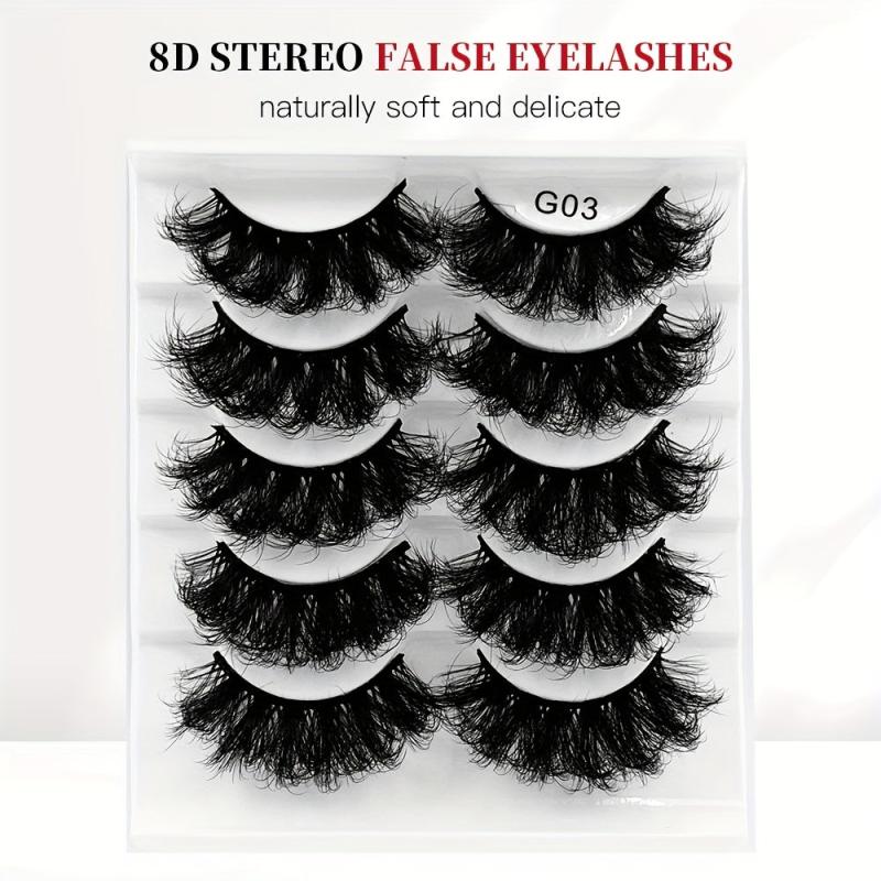 5 Pairs Fluffy Mink Lashes Thick Long Faux Eyelashes