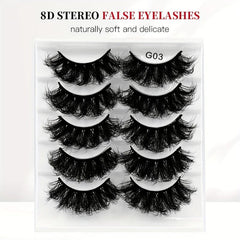 5 Pairs Fluffy Mink Lashes Thick Long Faux Eyelashes