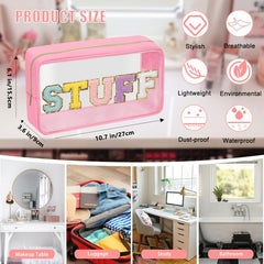Chenille Letter Clear Makeup Bag Waterproof Portable Glitter Cosmetic Pouch