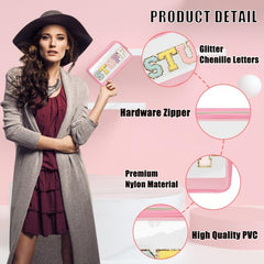 Chenille Letter Clear Makeup Bag Waterproof Portable Glitter Cosmetic Pouch