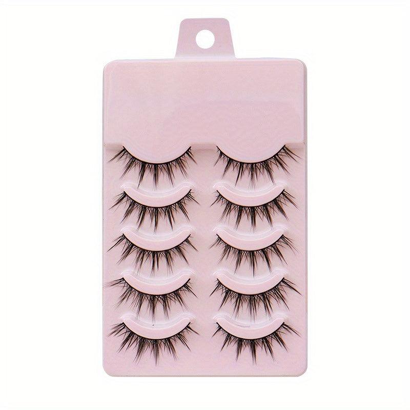 5 Pairs Manga Eyelashes 3D False Lashes Fluffy Cross Wispy Extension Makeup