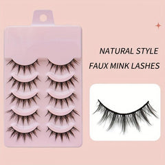 5 Pairs Manga Eyelashes 3D False Lashes Fluffy Cross Wispy Extension Makeup