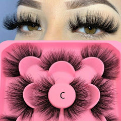 5 Pairs Fluffy Faux Mink Waterproof False Eyelashes - Long Lasting Lashes