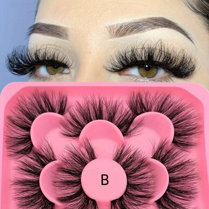 5 Pairs Fluffy Faux Mink Waterproof False Eyelashes - Long Lasting Lashes