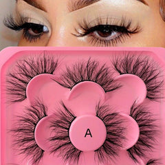5 Pairs Fluffy Faux Mink Waterproof False Eyelashes - Long Lasting Lashes