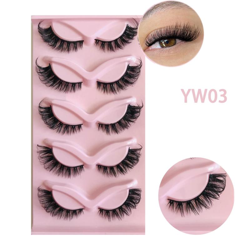5 Pairs Cat Eye Fox Eye Mink False Eyelashes Extension Makeup