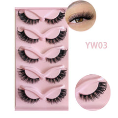 5 Pairs Cat Eye Fox Eye Mink False Eyelashes Extension Makeup
