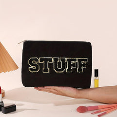 Chenille Letter Patch Cosmetic Bag Small Makeup Bag For Purse