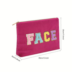 Chenille Letter Patch Cosmetic Bag Small Makeup Bag For Purse