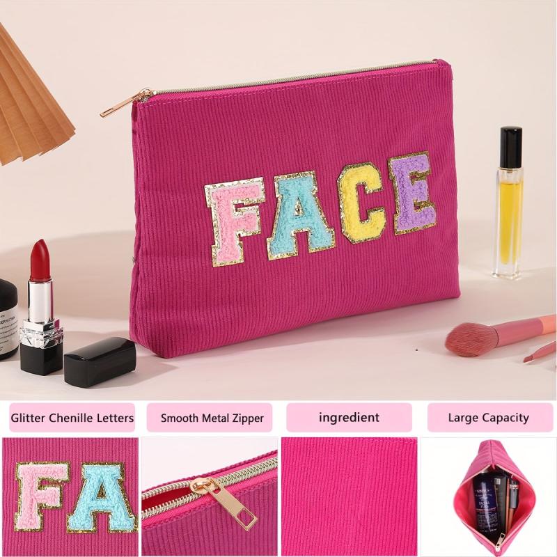 Chenille Letter Patch Cosmetic Bag Small Makeup Bag For Purse