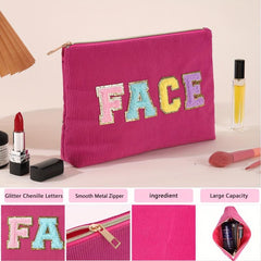 Chenille Letter Patch Cosmetic Bag Small Makeup Bag For Purse