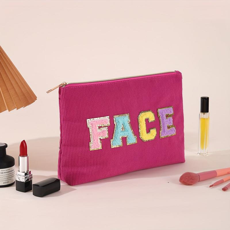 Chenille Letter Patch Cosmetic Bag Small Makeup Bag For Purse