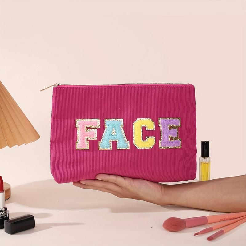 Chenille Letter Patch Cosmetic Bag Small Makeup Bag For Purse