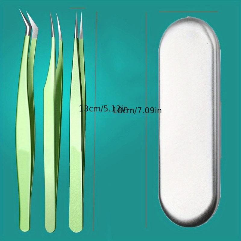 3 Pcs Eyelash Extension Tweezers Set with Case